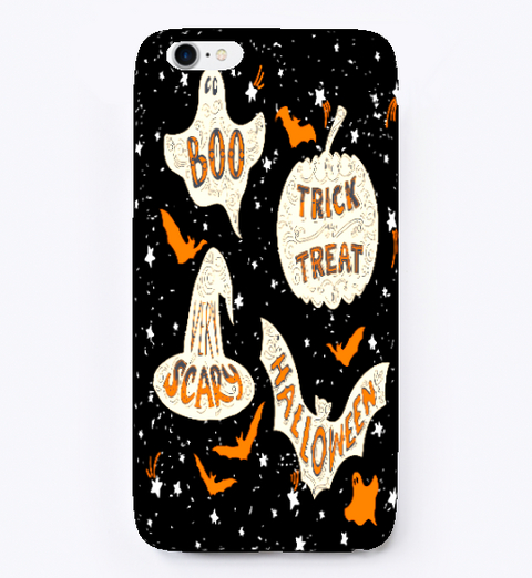 Halloween Pattern I Phone Case Black T-Shirt Front