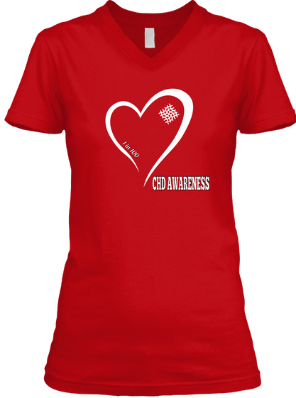 Love 1 In 100 Chd Awareness Red T-Shirt Front