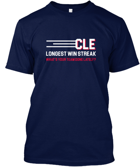 Cleveland Baseball Win Streak Navy T-Shirt Front