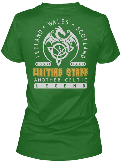 Waiting Staff Legend Patrick's Day T Shirts Irish Green Kaos Back