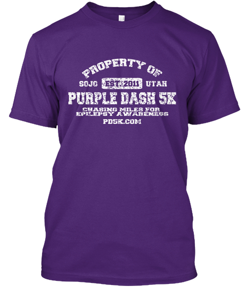 Purple Dash 5k Volunteer Shirt Purple T-Shirt Front