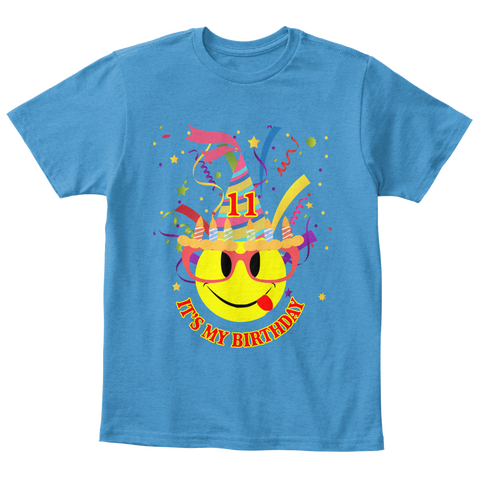 It's My 11th Birthday Kids Emoji T Shirt Heathered Bright Turquoise  áo T-Shirt Front