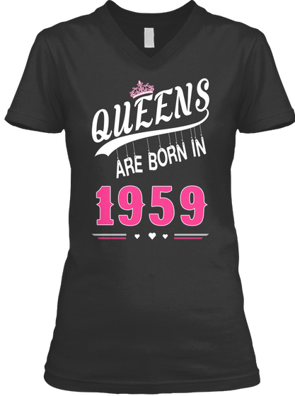 Queens Are Born In 1959 Black áo T-Shirt Front
