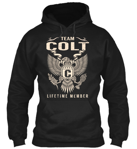 Team Colt Lifetime Member Black T-Shirt Front