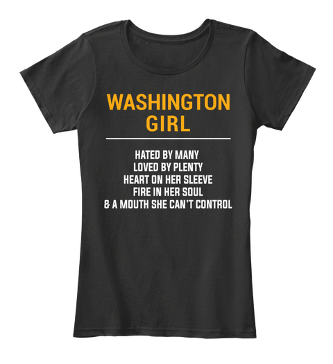 Washington Nj Girl   Heart On Sleeve. Customizable City Black T-Shirt Front