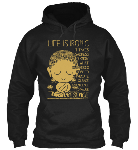 Life Is Ironic Black T-Shirt Front