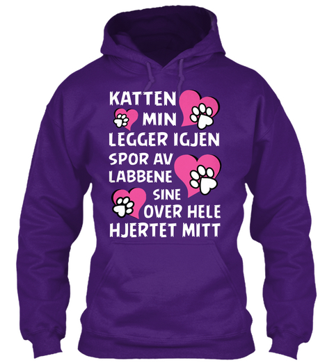 Katten Min Legger Igjen Spor Av Labbene Sine Over Hele Hjertet Mitt Purple Maglietta Front