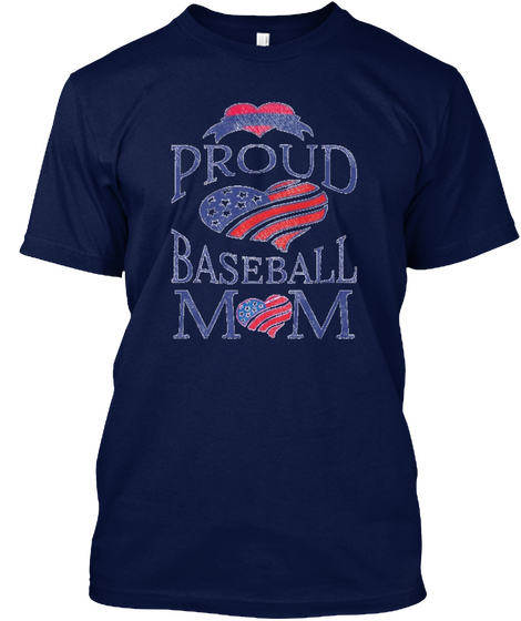 Mothers Day Baseball Mom Tshirt Navy T-Shirt Front
