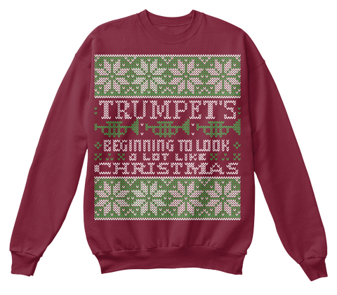 Trumpet S Beginning To Look A Lot Like Christmas Burgundy Maglietta Front