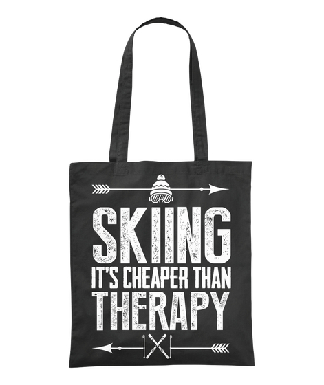 Skiing Its Cheaper Than Therapy Black Camiseta Front