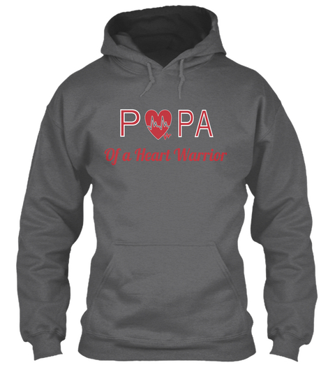Papa Of A Heart Warrior Dark Heather Camiseta Front