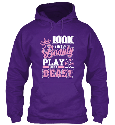 Beauty Can Play Hockey Purple T-Shirt Front