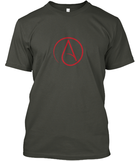 Atheism Symbol Red Smoke Gray T-Shirt Front