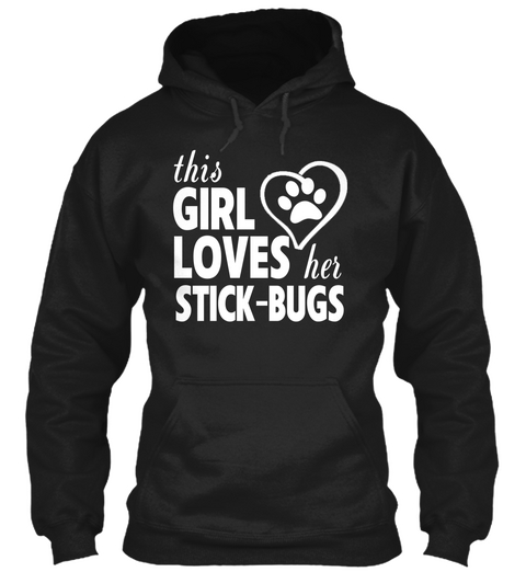 This Girl Loves Her Stick Bugs Black Camiseta Front
