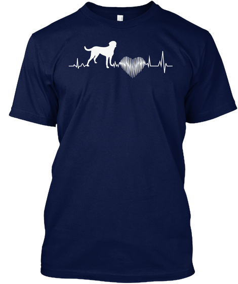 Black Mouth Cur  Heartbeat Navy T-Shirt Front