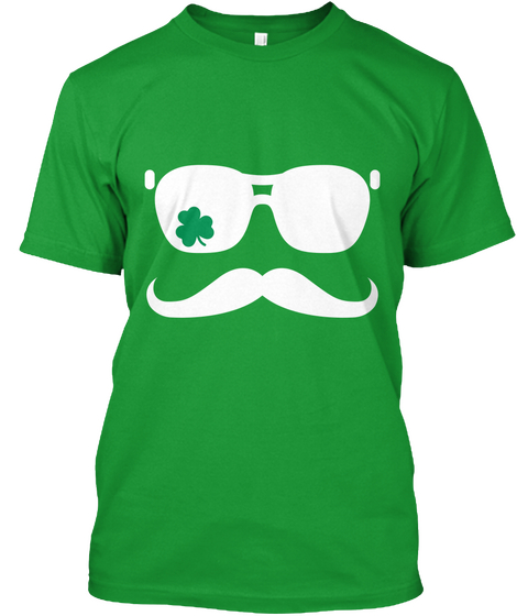 Mustache Funny St Patrick's Day T Shirt Kelly Green áo T-Shirt Front