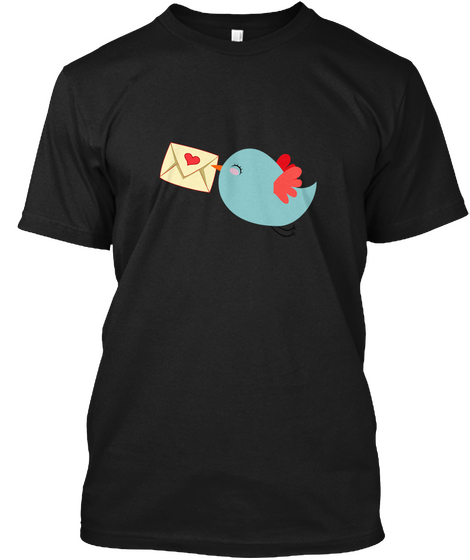 Young Birds Are Lovely Postman Black T-Shirt Front