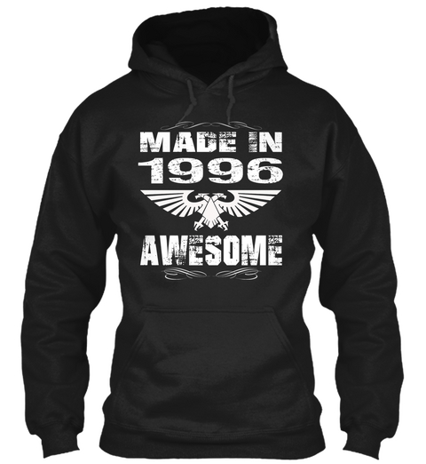 Birth Year 1996 Born In 1996 Black T-Shirt Front