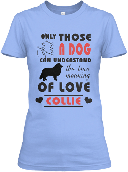 Border Collie Light Blue T-Shirt Front