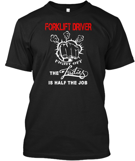 Ladies Forklift Driver Black T-Shirt Front