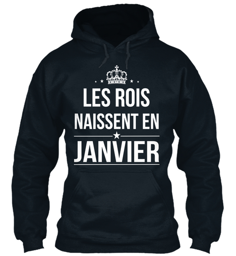 Les Rois Naissent En Janvier French Navy T-Shirt Front