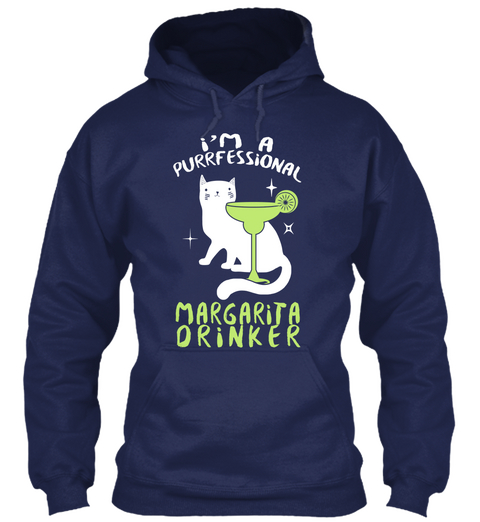 I'm A Purrfessional Margarita Drinker Navy T-Shirt Front