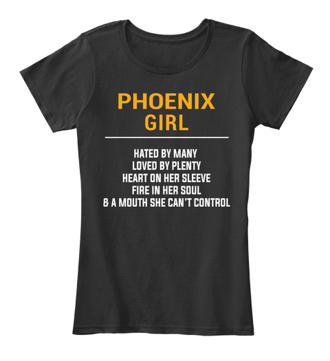 Phoenix Az Girl   Heart On Sleeve. Customizable City Black T-Shirt Front