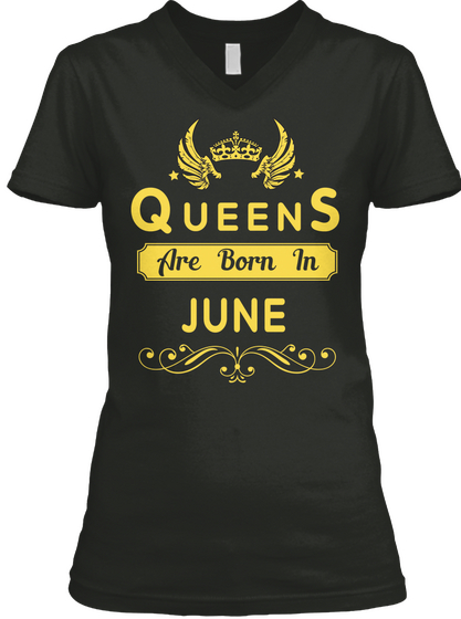 Queen's Are Born In June Black Camiseta Front