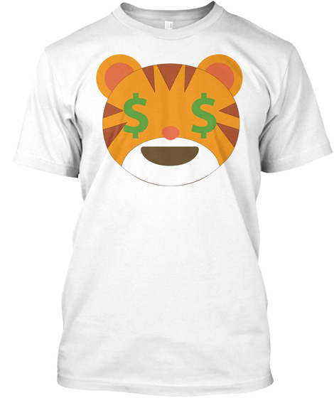 Tiger Emoji Money Face White Maglietta Front