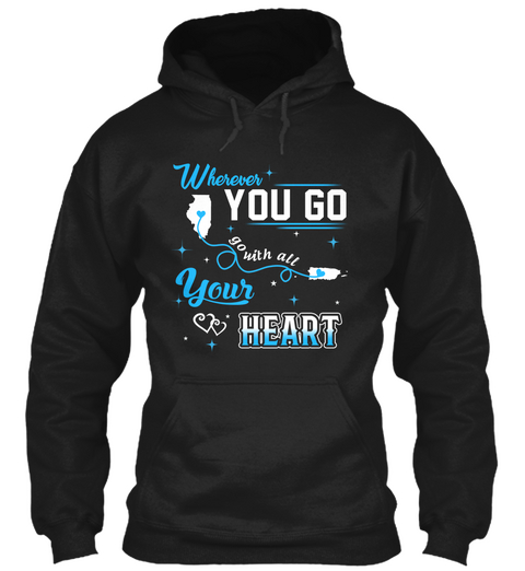 Go With All Your Heart. Illinois, Puerto Rico. Customizable States Black T-Shirt Front