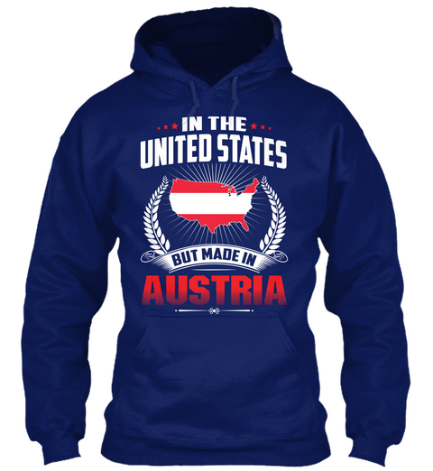 In The United States But Made In Austria Oxford Navy T-Shirt Front