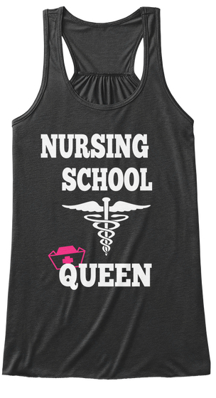 Nursing School Queen Dark Grey Heather Camiseta Front