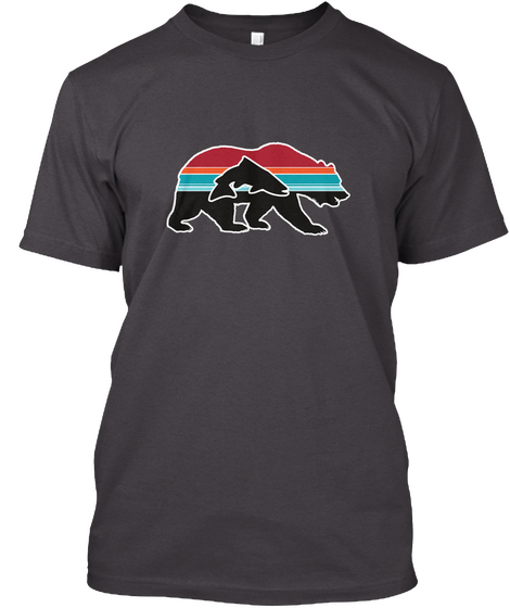 Live On Kodiak Bear T Shirt Heathered Charcoal  T-Shirt Front