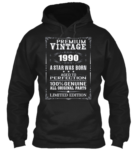 Birth Year 1990 Born In 1990 Black T-Shirt Front