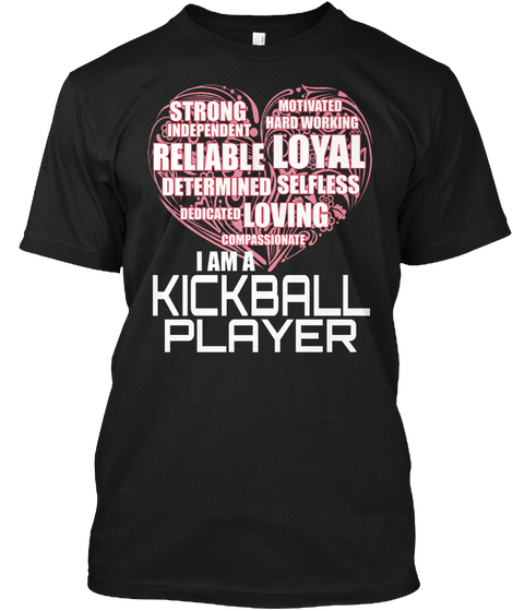 Kickball Player Black T-Shirt Front