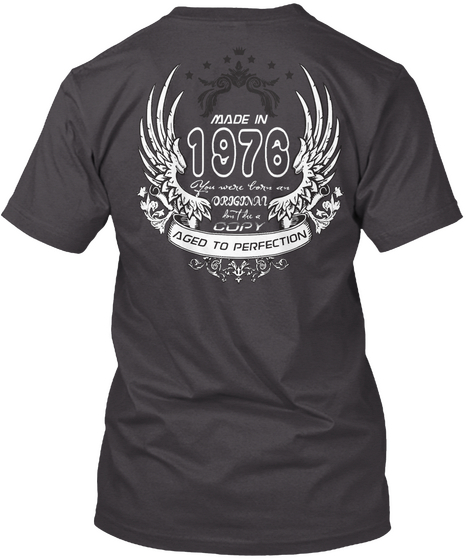 Made In 1976 Original Heathered Charcoal  Camiseta Back