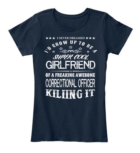 Super Cool Girlfriend Officer New Navy áo T-Shirt Front