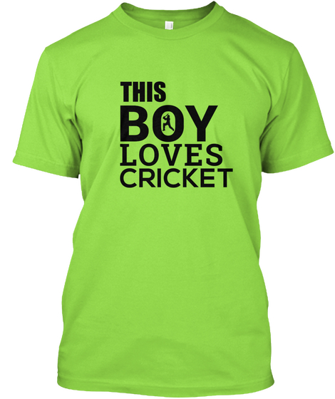 This Boy Loves Cricket Lime T-Shirt Front