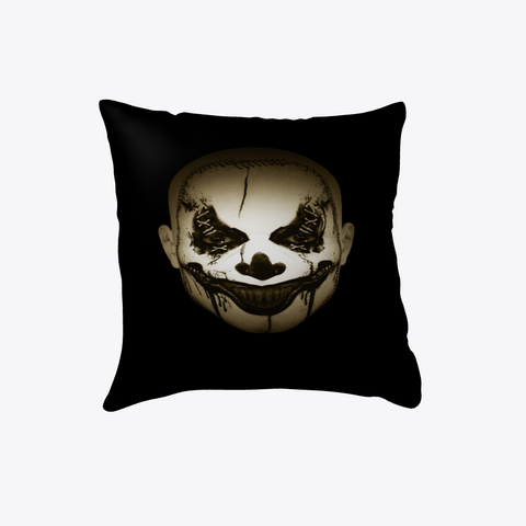 Scary Clown Halloween Cushion Pillow Black T-Shirt Front