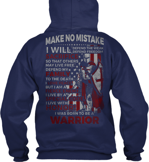 Warrior Navy T-Shirt Back