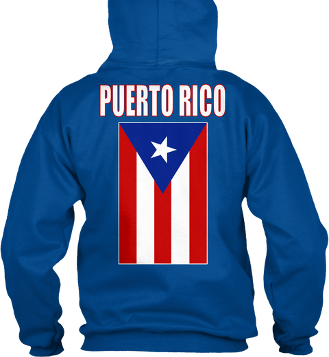 Puerto Rico Hoodie Tee Royal T-Shirt Back
