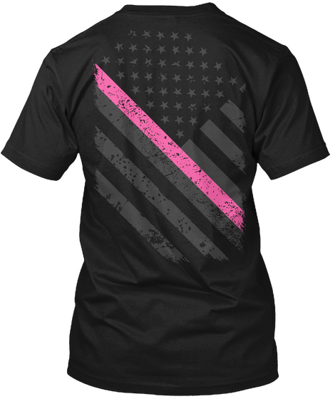 Breast Cancer Pink Line Strong! Black áo T-Shirt Back