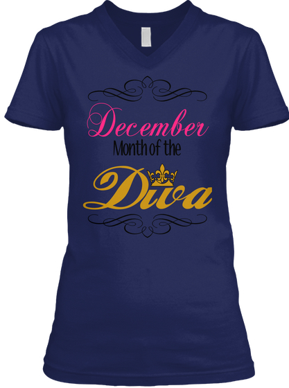 December Month Of The Diva Navy T-Shirt Front