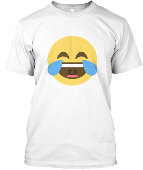 Cry Laughing Emoji White T-Shirt Front