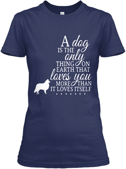 Border Collie Navy T-Shirt Front