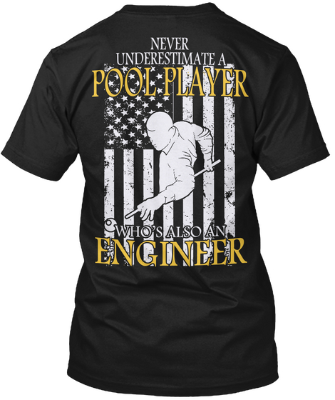 Pool Player Engineer Shirt Black T-Shirt Back