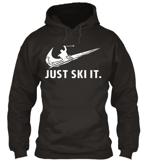 Just Ski It   Skiing Shirt Jet Black Camiseta Front