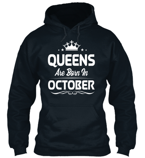 Queen Are Born In October French Navy T-Shirt Front