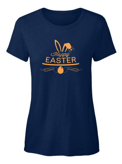 Happy Easter Navy T-Shirt Front