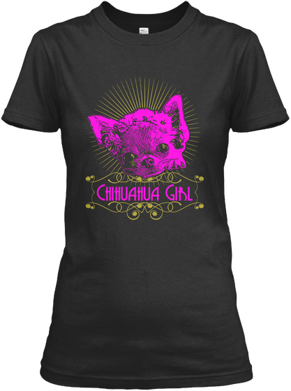 Chihuahua Girl Black áo T-Shirt Front